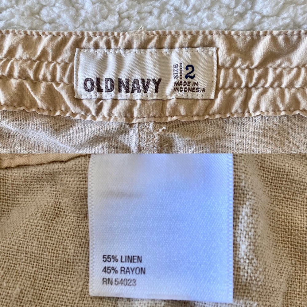 Linen Blend Tan Shorts - Picture 3 of 3